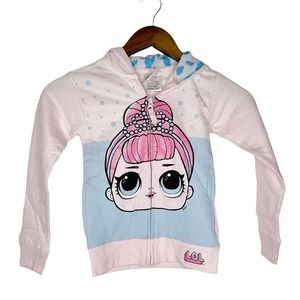 LOL Surprise Doll Full Zip Hoodie Sweatshirt Pink & Light Blue Size 4